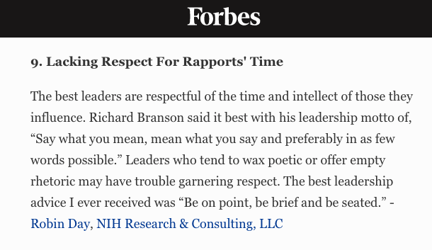 NIHR Managing Partner Robin Day Featured In Forbes: 14 Common Things Leaders Do That Hurt Their Credibility